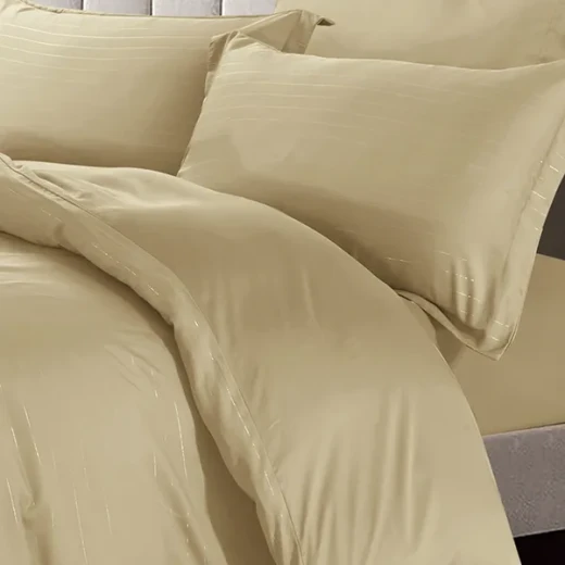 Nova Lyocell Duvet Cover Set - 100% Cotton, 200 Thread  - 6 Pcs - King & Super King - Gold - Nova Home - Image 3