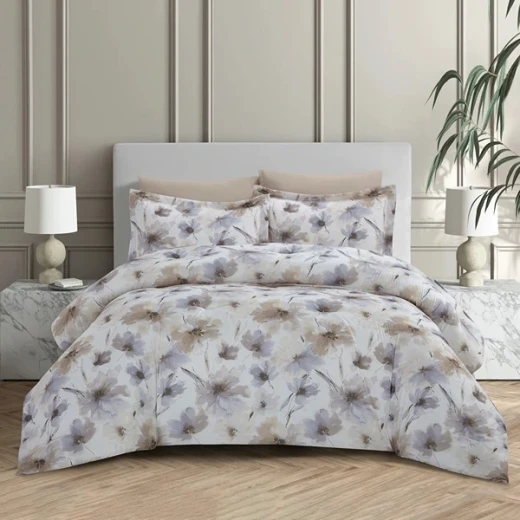 نوفا هوم Chintz طقم لحاف مايكروفايبر بنمط مطبوع - 4 قطع - مفرد & مفرد كبير - بيج - نوفا هوم - Image 2