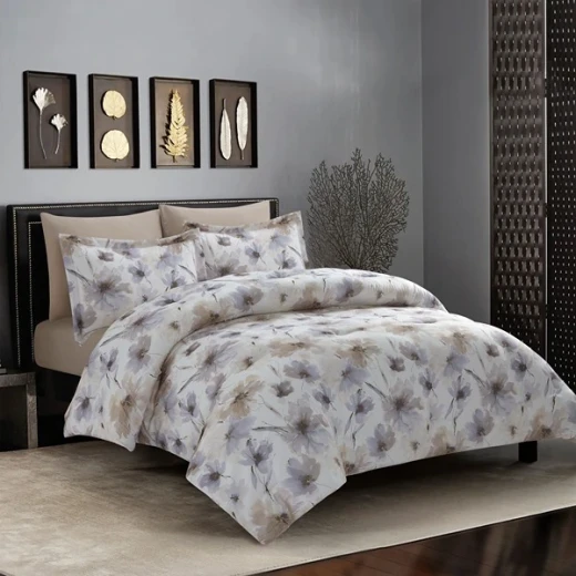 نوفا هوم Chintz طقم لحاف مايكروفايبر بنمط مطبوع - 6 قطع - مجوز & مجوز كبير - بيج - نوفا هوم - Image 3