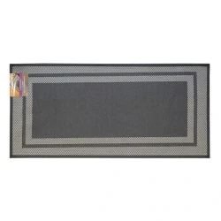 Nova Home Trellis Jaquard Woven Kitchen Mat W & Rubber Backing - 70x130 Cm - Black
