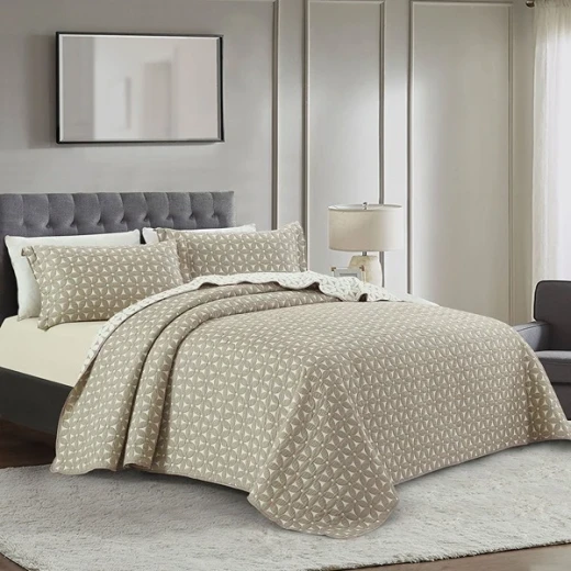 Nova Home Rosetex Poly Cotton Jaquard Reversible Bed Spread Set - 2Pcs - Single & Twin - Brown Nova Home Rosetex Poly Cotton Jaquard Reversible Bed Spread Set - 2Pcs - Single & Twin - Brown
