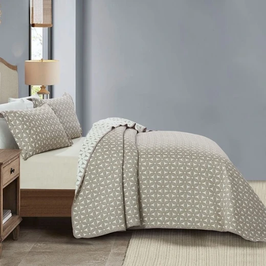 Nova Home Rosetex Poly Cotton Jaquard Reversible Bed Spread Set - 2Pcs - Single & Twin - Brown - Nova Home - Image 3