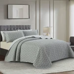 Nova Home Rosetex Poly Cotton Jaquard Reversible Bed Spread Set - 2Pcs - Single & Twin - Grey - Nova Home