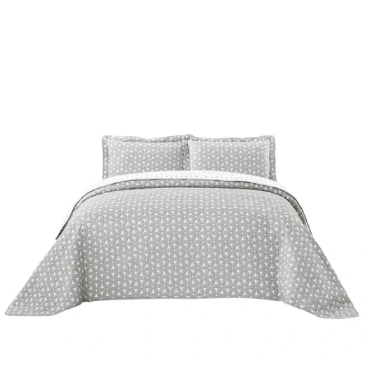 Nova Home Rosetex Poly Cotton Jaquard Reversible Bed Spread Set - 2Pcs - Single & Twin - Grey - Nova Home - Image 6