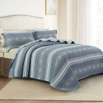 Nova Home Facetique Poly Cotton Jaquard Reversible Bed Spread Set - 2Pcs - Single &Twin - Blue - Nova Home