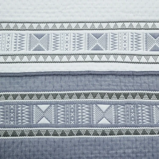 Nova Home Facetique Poly Cotton Jaquard Reversible Bed Spread Set - 2Pcs - Single &Twin - Blue - Nova Home - Image 2