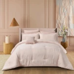 نوفا هوم Baroque طقم لحاف جاكار - مجوز & مجوز كبير - 7 قطع - وردي - نوفا هوم