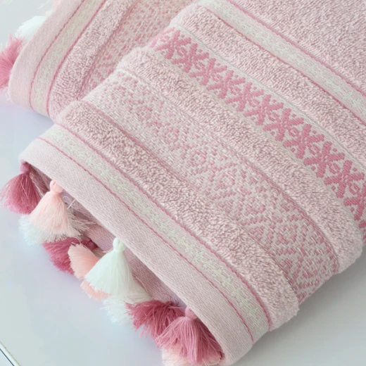 Nova Home Echo Jacquard Embroidered Towel - 100% Cotton - 30x50 Cm - Rose - Nova Home - Image 4