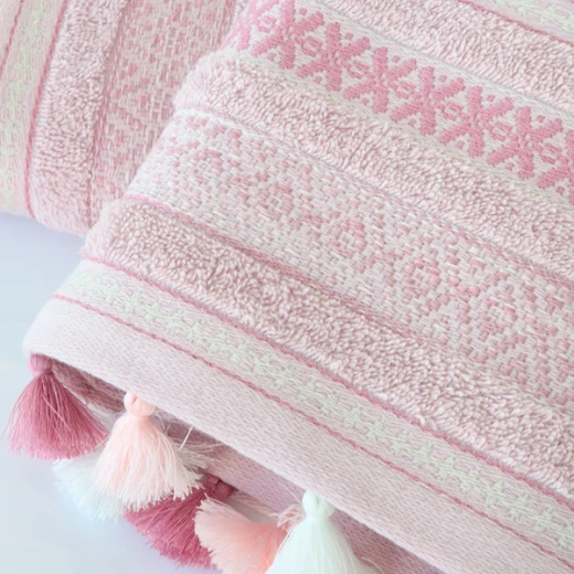 Nova Home Echo Jacquard Embroidered Towel - 100% Cotton - 30x50 Cm - Rose - Nova Home - Image 3