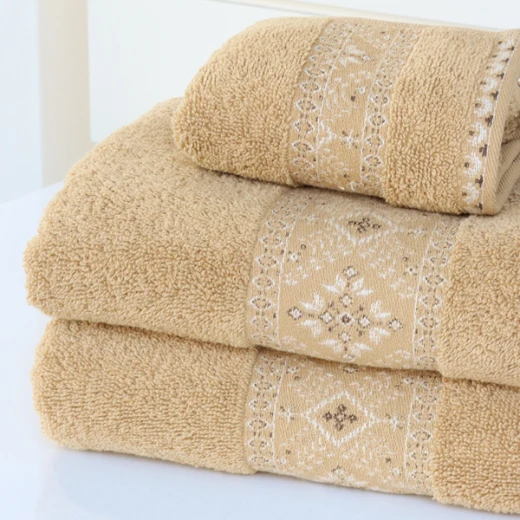 Nova Home Auric Jacquard Embroidered Towel - 100% Cotton - 50x90 Cm - Mustard - Nova Home - Image 4