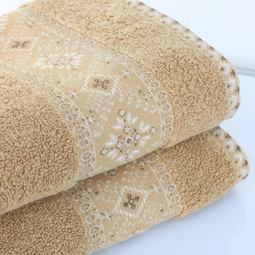 Nova Home Auric Jacquard Embroidered Towel - 100% Cotton - 50x90 Cm - Mustard - Nova Home - Image 3