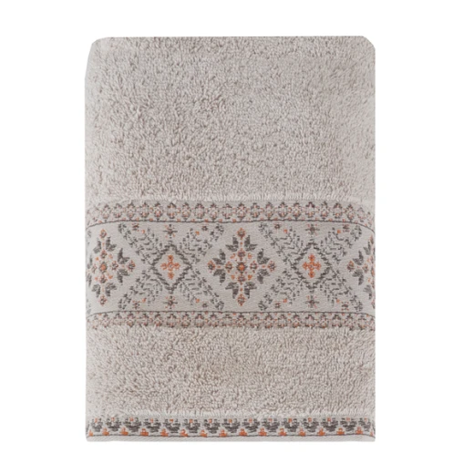 Nova Home Auric Jacquard Embroidered Towel - 100% Cotton - 30x50 Cm - Beige - Nova Home - Image 2