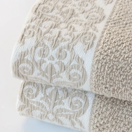 Nova Home Minto Jacquard Embroidered Towel - 100% Cotton - 50x90 Cm - Beige - Nova Home - Image 3