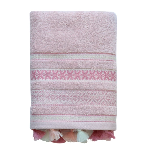 Nova Home Echo Jacquard Embroidered Towel - 100% Cotton - 50x90 Cm - Rose - Nova Home - Image 4