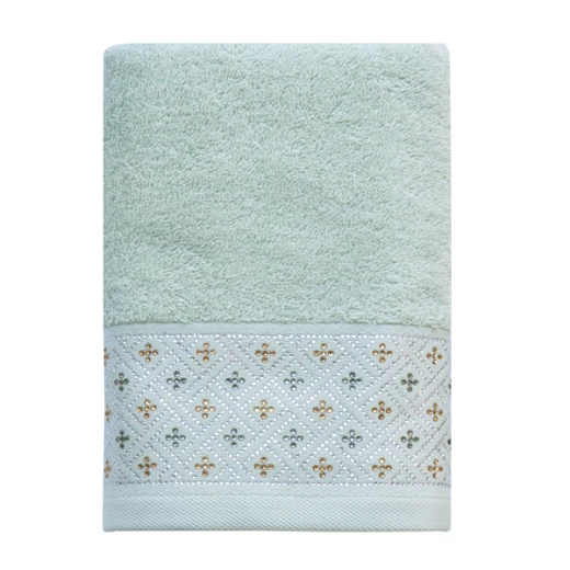 Nova Home Roberta Towel with Silver Details - 100% Cotton - 30x50 Cm - Light Green - Nova Home - Image 4