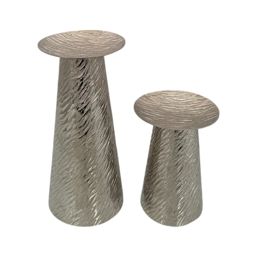 Weva Small Nickel Ribbed Hammered Candle Holder "Trend  Prism" - Weva - Image 3