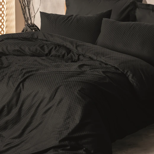 نوفا هوم Plaid طقم وجه لحاف بتصميم المربعات - 100% قطن - مجوز/مجوز كبير - 4 قطع - أسود - نوفا هوم - Image 2