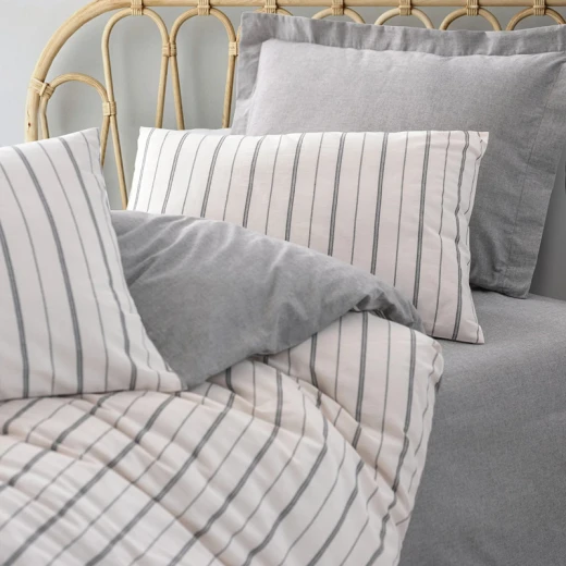 Nova Home Unus Yarn Dyed Duvet Cover Set -Poly Cotton - King/Super King - 4 Pcs - Grey - Nova Home - Image 2
