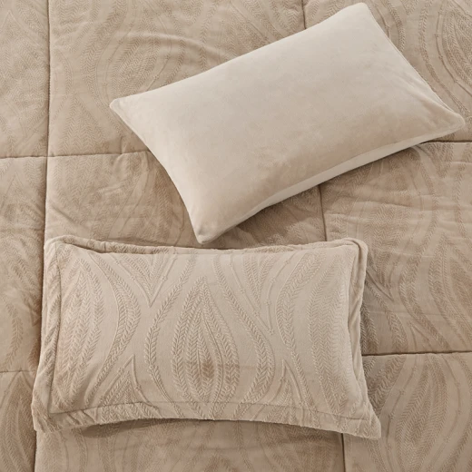 طقم لحاف من الفلانيل الجاكار الشتوي من Nova Home Rhodes - مقاس كينج/سوبر كينج - 6 قطع - لون بني - نوفا هوم - Image 14