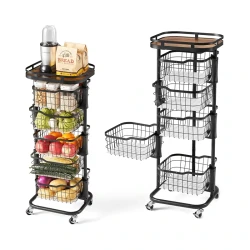 Weva Rotate 5 Layers Trolley with Lockable Wheels – Black