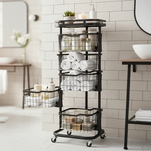 Weva Rotate 5 Layers Trolley with Lockable Wheels – Black - Weva - Image 5