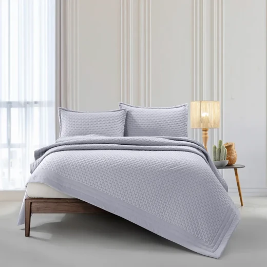 Nova Home Sonic Pre Washed Summer Bed Spread Set - King & Super King - 4 Pcs - Grey - Nova Home - Image 5