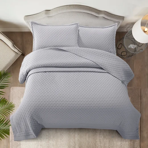 Nova Home Sonic Pre Washed Summer Bed Spread Set - King & Super King - 4 Pcs - Grey - Nova Home - Image 3