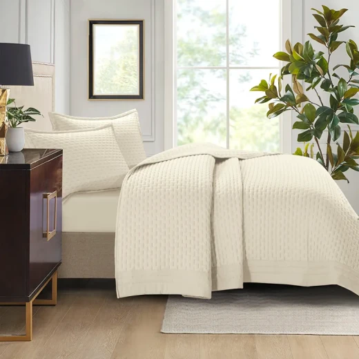 Nova Home Sonic Pre Washed Summer Bed Spread Set - King & Super King - 4 Pcs - Ivory - Nova Home - Image 9