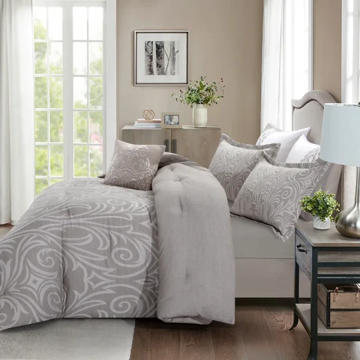 Nova Home Clark Jacquard Comforter Set - King & Super King - 7 Pcs - Taupe - Nova Home - Image 3