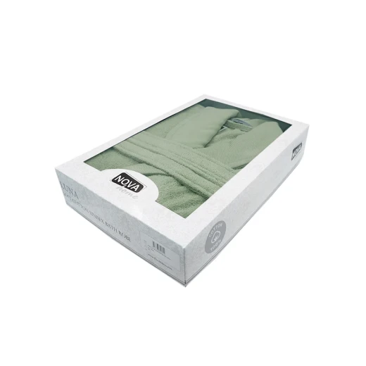 Nova Home Luna Unisex Bathrobe (1 Piece) - 100% Cotton - S - Olive - Nova Home - Image 3