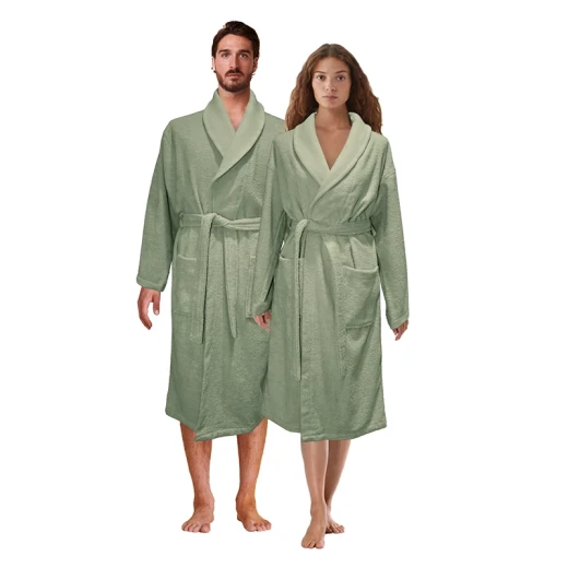 Nova Home Luna Unisex Bathrobe (1 Piece) - 100% Cotton - S - Olive - Nova Home - Image 2