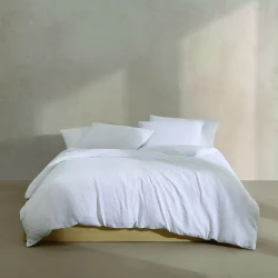 Nova Home Calven Seersucker Summer Duvet Cover Set - Queen - 3 Pcs - White