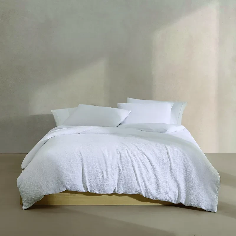 Nova Home Calven Seersucker Summer Duvet Cover Set - Queen - 3 Pcs - White - Nova Home
