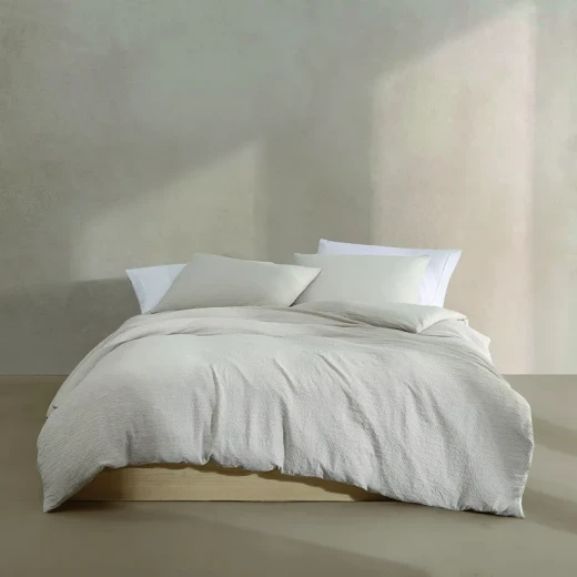 Nova Home Calven Seersucker Summer Duvet Cover Set - Queen - 3 Pcs - Beige - Nova Home - Image 2