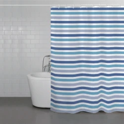 Weva Noble Stripe Water Proof Shower Curtain - 200x240 Cm - Blue