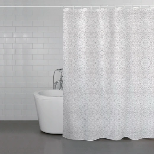ويفا ستارة حمام "Lace Stamp" مضادة للماء - 180x200 سم - رمادي - ويفا - Image 2