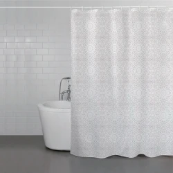 Weva Lace Stamp Water Proof Shower Curtain - 200x240 Cm - Grey