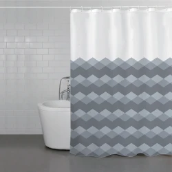 Weva Gradual Rhombus Water Proof Shower Curtain - 180x200 Cm - Grey