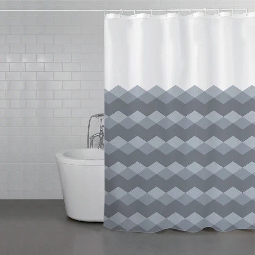 Weva Gradual Rhombus Water Proof Shower Curtain - 180x200 Cm - Grey