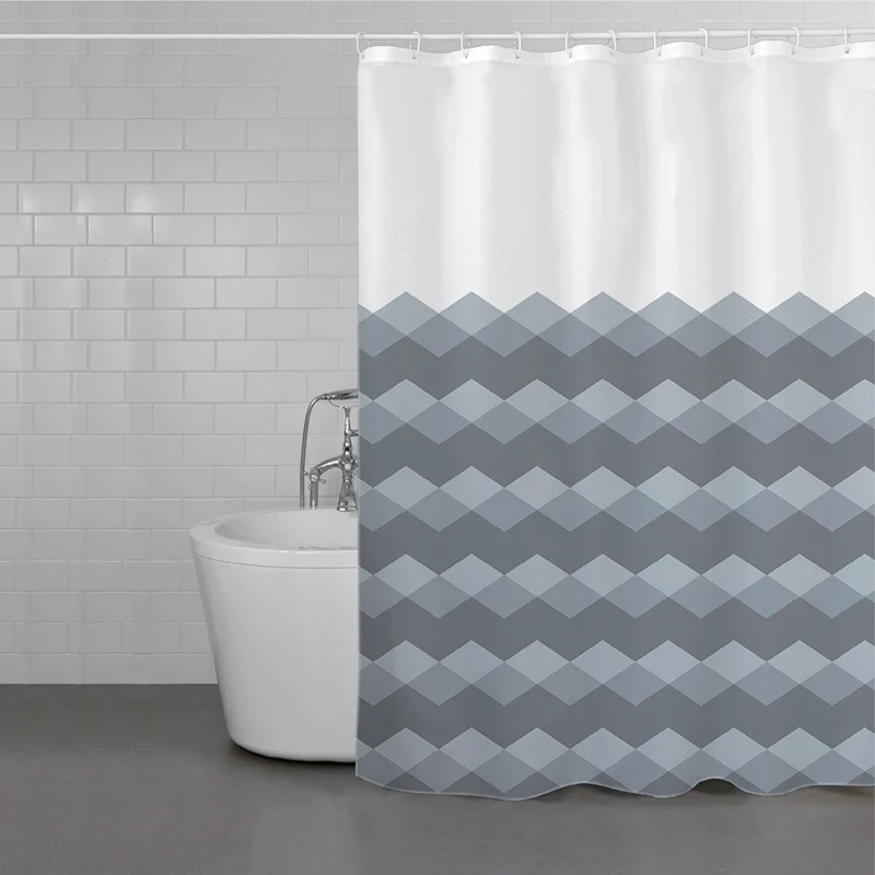 Weva Gradual Rhombus Water Proof Shower Curtain - 180x200 Cm - Grey - Weva