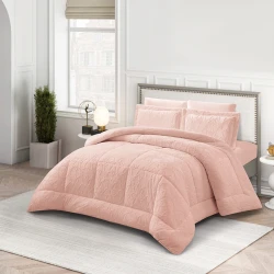 Nova Home Floriva Winter Jacquard Flannel Floral Comforter Set - Single/Twin - Pink