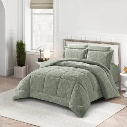 Nova Home Floriva Winter Jacquard Flannel Floral Comforter Set - Single/Twin - Green