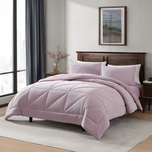 نوفا هوم Snug طقم لحاف شتوي مخملي بخلفية فرو طويل - مجوز/مجوز كبير - ليلك - نوفا هوم - Image 4