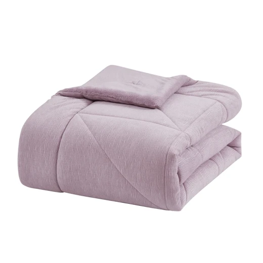 نوفا هوم Snug طقم لحاف شتوي مخملي بخلفية فرو طويل - مفرد/مفرد كبير - ليلك - نوفا هوم - Image 2