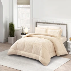 Nova Home Floriva Winter Jacquard Flannel Floral Comforter Set - Single/Twin - Off White