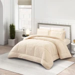 Nova Home Floriva Winter Jacquard Flannel Floral Comforter Set - King/Super King - Off White - Nova Home