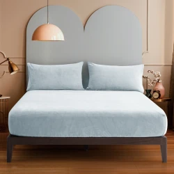 نوفا هوم WarmFit طقم شرشف مطاط شتوي دافئ مايكروفليس - كوين & مفرد ونص - 3 قطع - فضي