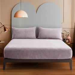 نوفا هوم WarmFit طقم شرشف مطاط شتوي دافئ مايكروفليس - كوين & مفرد ونص - 3 قطع - ليلك
