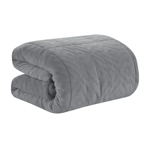 Nova Home Froska Winter Embossed Flannel  Comforter Set with Soft Fur Backing - King/Super King - Grey - Nova Home - Image 8