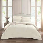 نوفا هوم Chevrone طقم لحاف جاكار فرو شتوي بخلفية مخملية ناعمة - مجوز/مجوز كبير - أيفوري - نوفا هوم